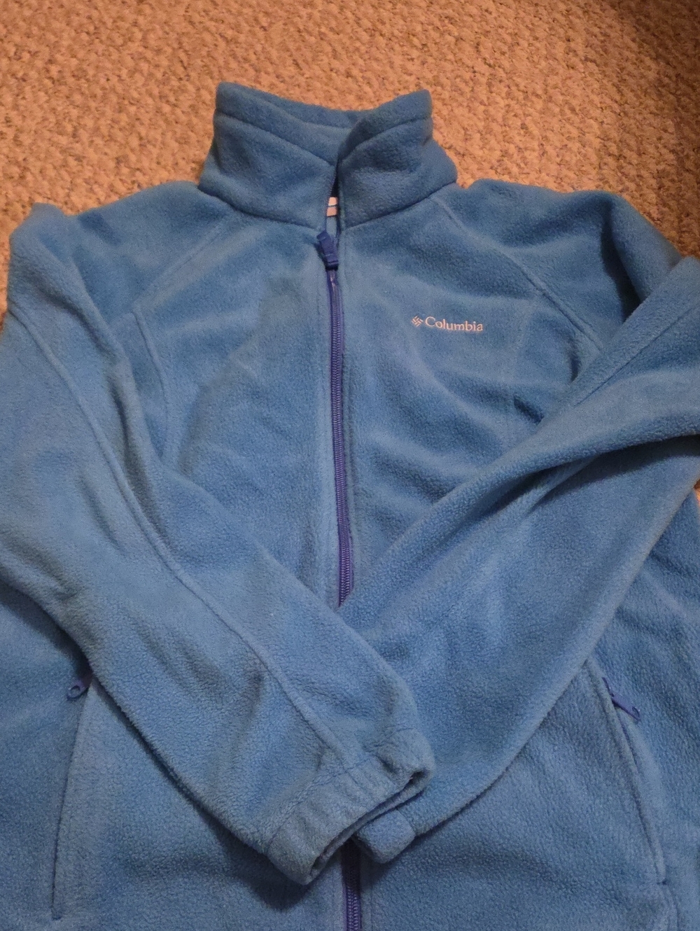 Columbia Light Blue Fleece Jacket - Cozy Full-Zip
